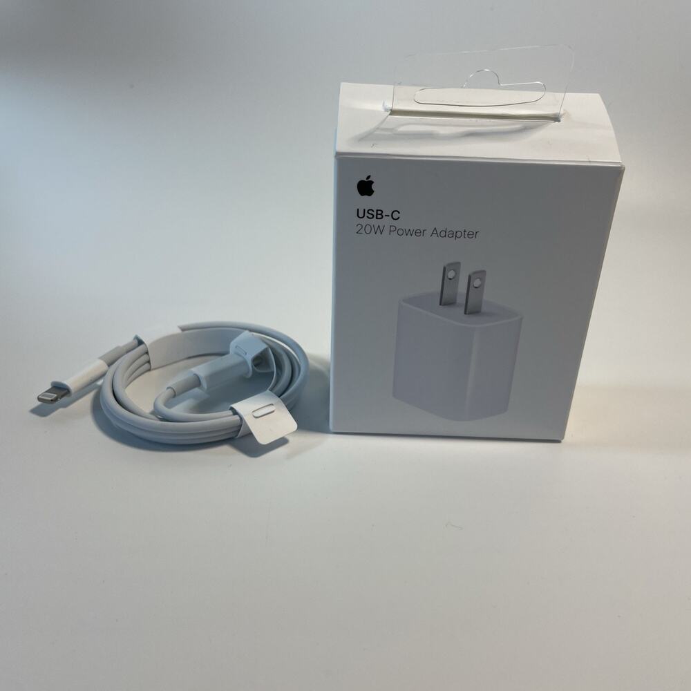 Genuine Apple 20W USB-C Power Adapter Block Box & USB-C to Lightning Cable Set